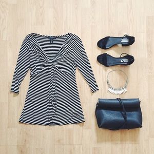 White House Black Market Draped Striped Top | Size XXS
